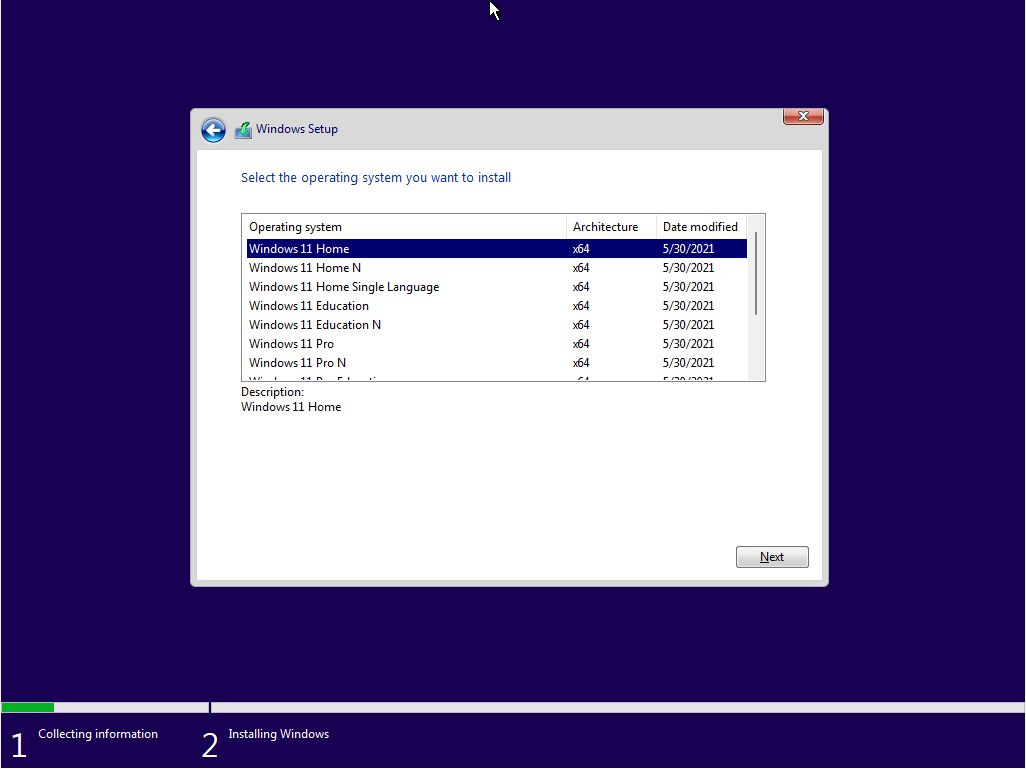 Вибір версії Windows