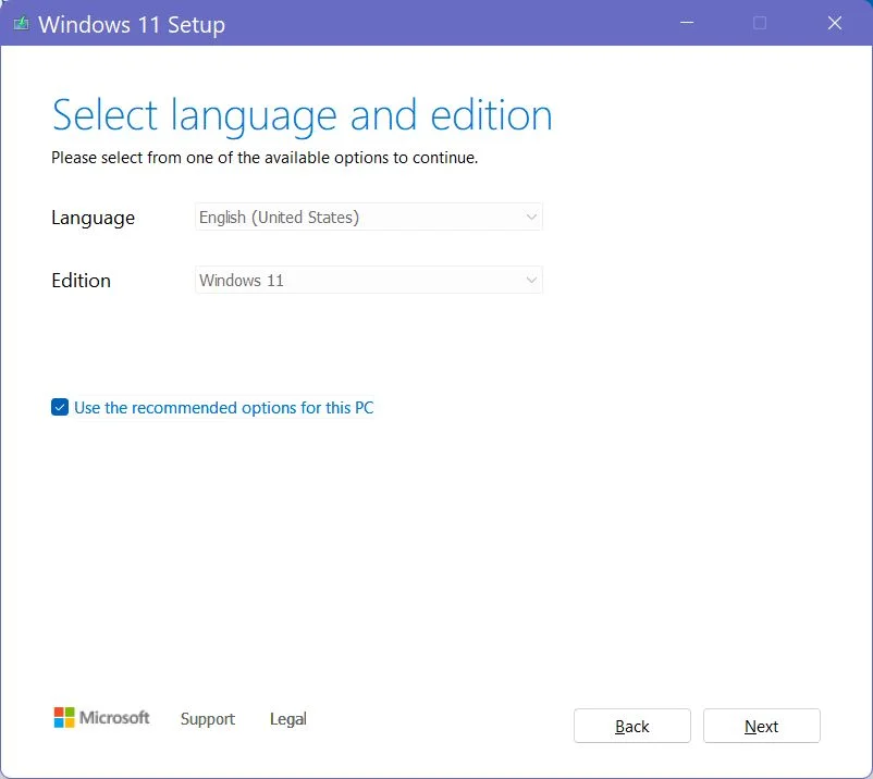 Вибір мови та редакції Windows